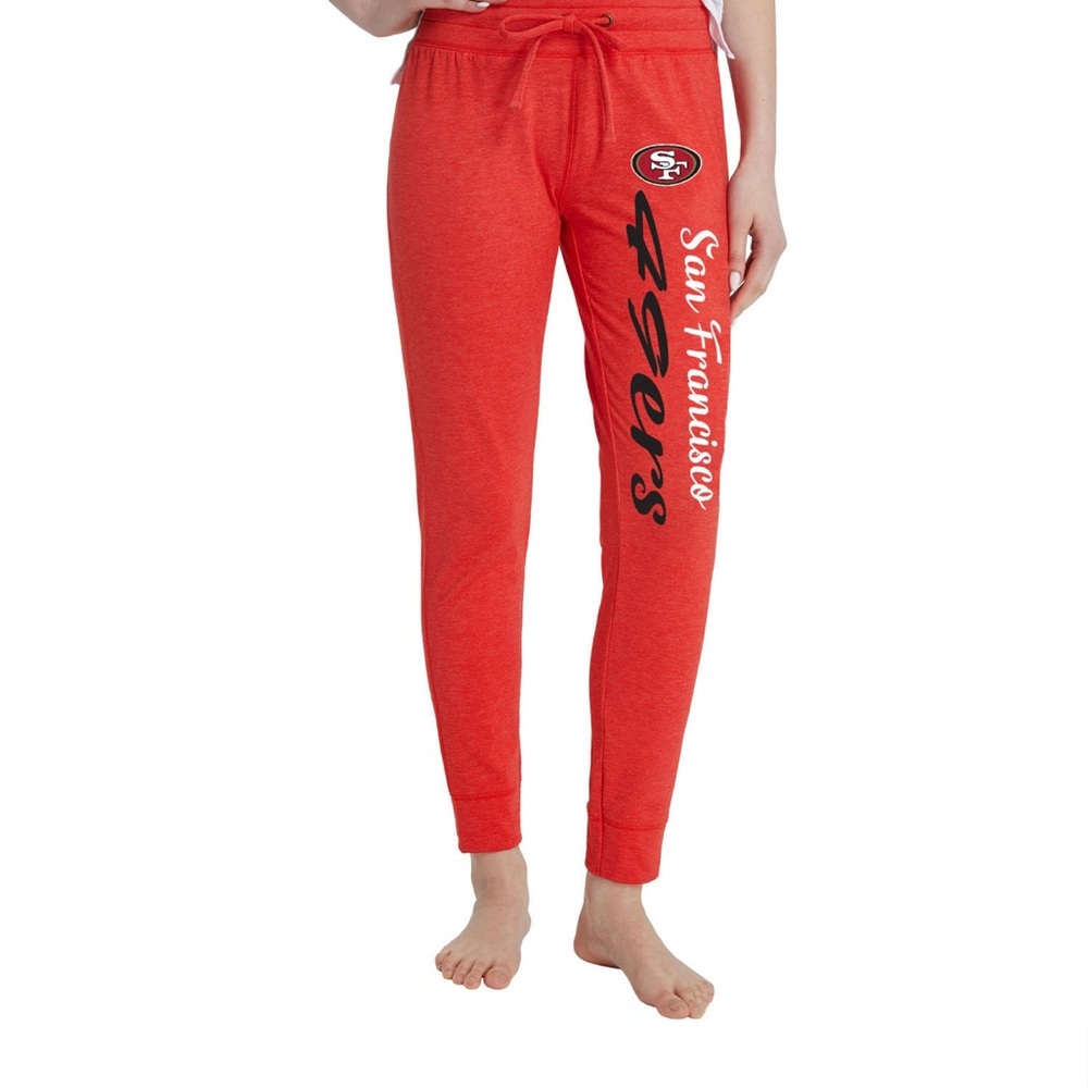 San Francisco 49ers sweatpants.